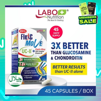 LABO NUTRITION FlexC Move Dietary Supplement Capsule (UC-II Undenatured Type II Collagen With Vitamin D3 & Elastin For Joint Knee, Ligament, Tendon & Cartilage) 45s