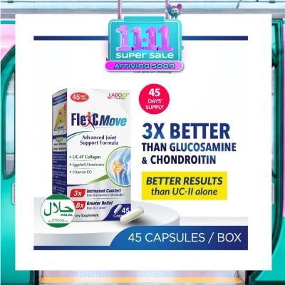 LABO NUTRITION FlexC MOVE UC II Collagen with Vitamin D3 & Eggshell Membrane Supplement Capsule (Joint Mobility & Flexibility) 45s image
