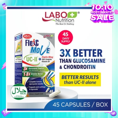 LABO NUTRITION FlexC Move Dietary Supplement Capsule (UC-II Undenatured Type II Collagen With Vitamin D3 & Elastin For Joint Knee, Ligament, Tendon & Cartilage) 45s