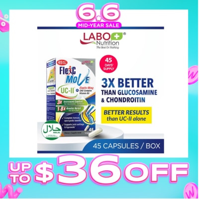 LABO NUTRITION - FlexC Move Dietary Supplement Capsule (UC-II Undenatured Type II Collagen With Vitamin D3 & Elastin For Joint Knee, Ligament, Tendon & Cartilage) 45s