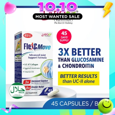 LABO NUTRITION FlexC MOVE UC II Collagen with Vitamin D3 & Eggshell Membrane Supplement Capsule (Joint Mobility & Flexibility) 45s image