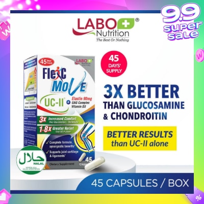 LABO NUTRITION FlexC Move Dietary Supplement Capsule (UC-II Undenatured Type II Collagen With Vitamin D3 & Elastin For Joint Knee, Ligament, Tendon & Cartilage) 45s