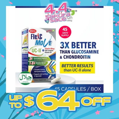 LABO NUTRITION - FlexC Move Dietary Supplement Capsule (UC-II Undenatured Type II Collagen With Vitamin D3 & Elastin For Joint Knee, Ligament, Tendon & Cartilage) 45s