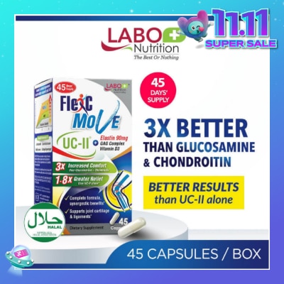 LABO NUTRITION FlexC Move Dietary Supplement Capsule (UC-II Undenatured Type II Collagen With Vitamin D3 & Elastin For Joint Knee, Ligament, Tendon & Cartilage) 45s