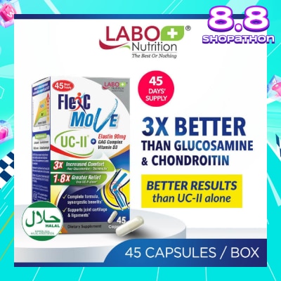 LABO NUTRITION FlexC Move Dietary Supplement Capsule (UC-II Undenatured Type II Collagen With Vitamin D3 & Elastin For Joint Knee, Ligament, Tendon & Cartilage) 45s