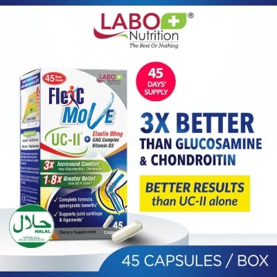 LABO NUTRITION FlexC Move Dietary Supplement Capsule (UC-II Undenatured Type II Collagen With Vitamin D3 & Elastin For Joint Knee, Ligament, Tendon & Cartilage) 45s