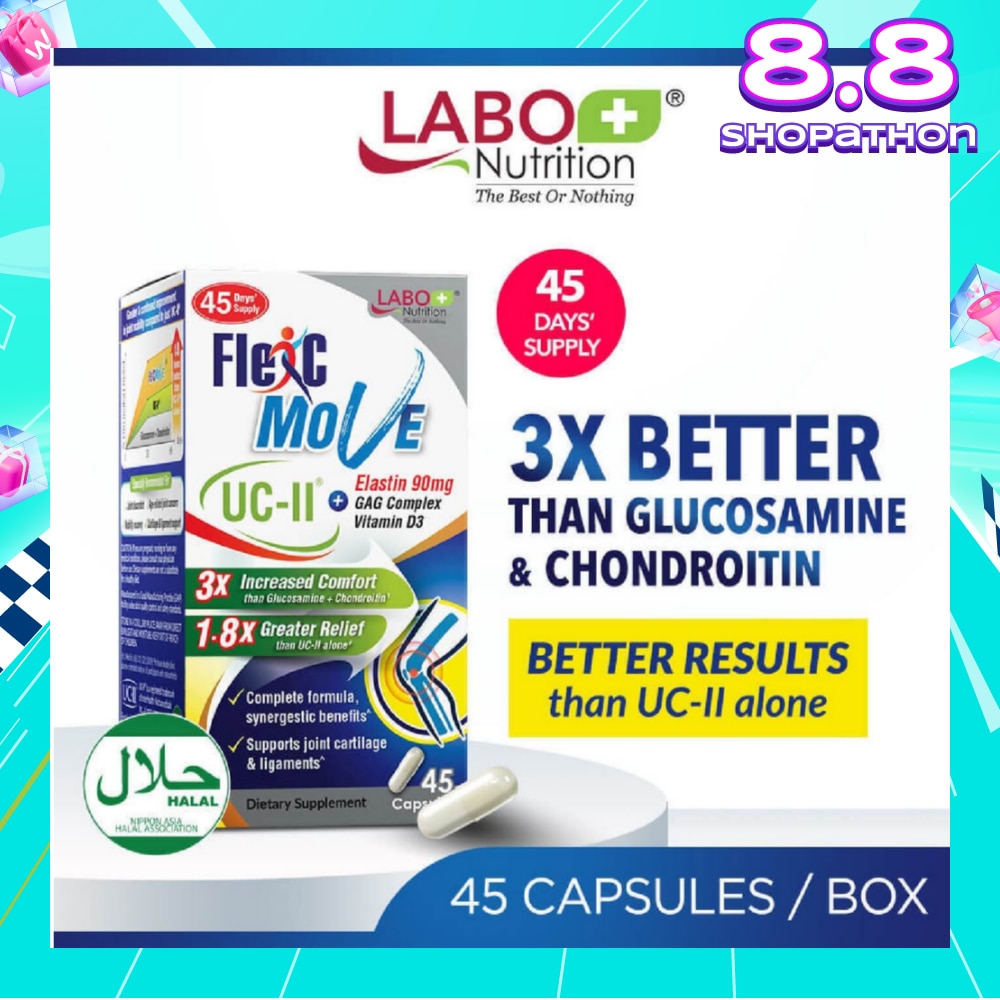 FlexC Move Dietary Supplement Capsule (UC-II Undenatured Type II Collagen With Vitamin D3 & Elastin For Joint Knee, Ligament, Tendon & Cartilage) 45s