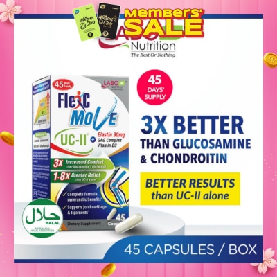 LABO NUTRITION FlexC Move Dietary Supplement Capsule (UC-II Undenatured Type II Collagen With Vitamin D3 & Elastin For Joint Knee, Ligament, Tendon & Cartilage) 45s