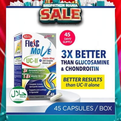 LABO NUTRITION - FlexC Move Dietary Supplement Capsule (UC-II Undenatured Type II Collagen With Vitamin D3 & Elastin For Joint Knee, Ligament, Tendon & Cartilage) 45s