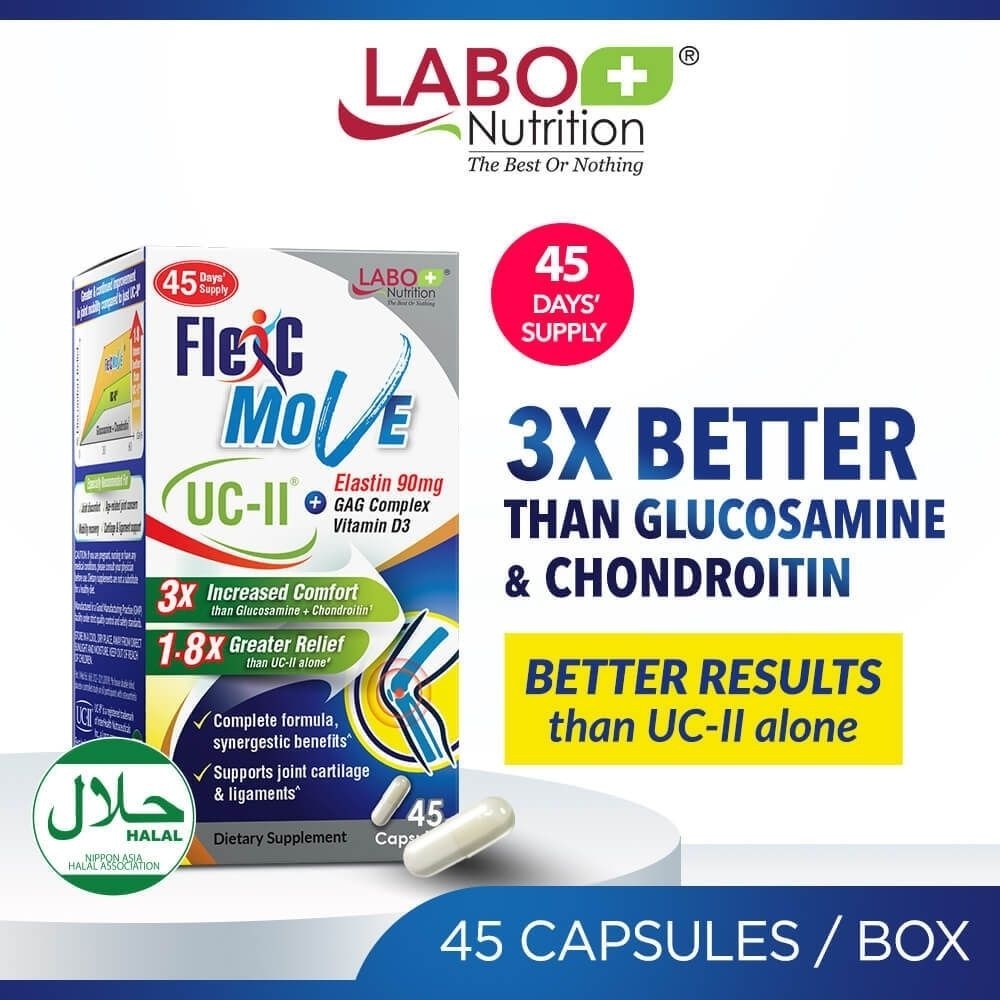 FlexC MOVE UC-II Collagen with Vitamin D3 & Elastin Supplement Capsule (Joint Mobility & Flexibility) 45s image