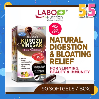 LABO NUTRITION Fukuyama Kurozu Vinegar & Sakura Plum Extract Softgel (For Natural Digestion, Bloating Relief, Slimming & Immunity) 90s