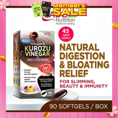 LABO NUTRITION Fukuyama Kurozu Vinegar & Sakura Plum Extract Softgel (For Natural Digestion, Bloating Relief, Slimming & Immunity) 90s