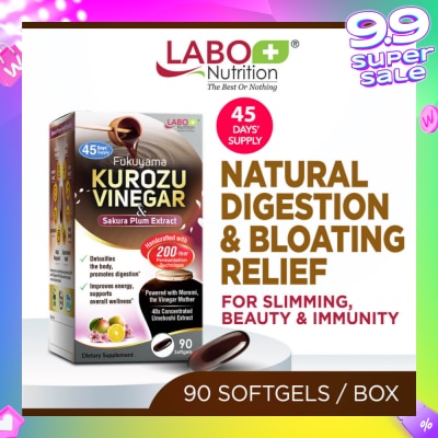 LABO NUTRITION Fukuyama Kurozu Vinegar & Sakura Plum Extract Softgel (For Natural Digestion, Bloating Relief, Slimming & Immunity) 90s