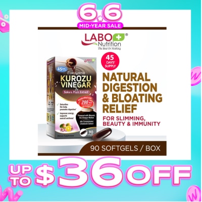 LABO NUTRITION - Fukuyama Kurozu Vinegar & Sakura Plum Extract Softgel (For Natural Digestion, Bloating Relief, Slimming & Immunity) 90s