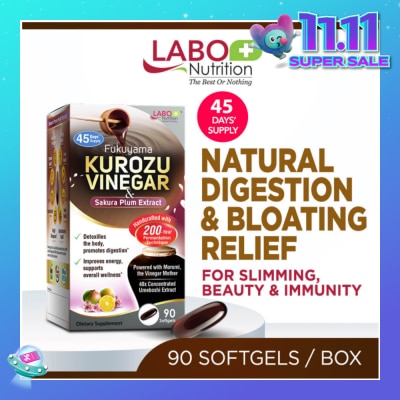 LABO NUTRITION Fukuyama Kurozu Vinegar & Sakura Plum Extract Softgel (For Natural Digestion, Bloating Relief, Slimming & Immunity) 90s