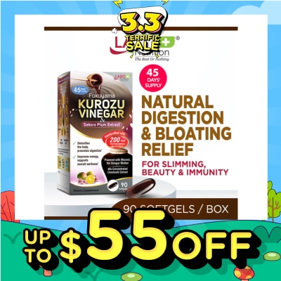 LABO NUTRITION Fukuyama Kurozu Vinegar & Sakura Plum Extract Softgel (For Natural Digestion, Bloating Relief, Slimming & Immunity) 90s