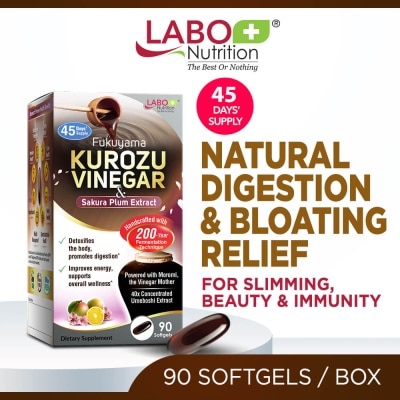 LABO NUTRITION Fukuyama Kurozu Vinegar & Sakura Plum Extract Softgel (For Natural Digestion, Bloating Relief, Slimming & Immunity) 90s