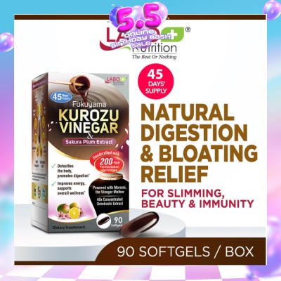 LABO NUTRITION - Fukuyama Kurozu Vinegar & Sakura Plum Extract Softgel (For Natural Digestion, Bloating Relief, Slimming & Immunity) 90s