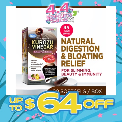 LABO NUTRITION - Fukuyama Kurozu Vinegar & Sakura Plum Extract Softgel (For Natural Digestion, Bloating Relief, Slimming & Immunity) 90s