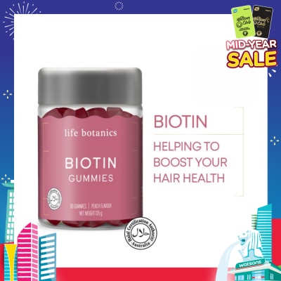 LIFE BOTANICS Biotin Peach Gummy (To Boost Hair Health) 50s