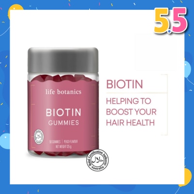 LIFE BOTANICS Biotin Peach Gummy (To Boost Hair Health) 50s