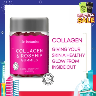 LIFE BOTANICS Collagen & Rosehip Mixed Berry Gummy (For Give Skin A Healthy Glow From Inside Out) 50s