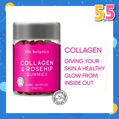 LIFE BOTANICS Collagen & Rosehip Mixed Berry Gummy (For Give Skin A Healthy Glow From Inside Out) 50s