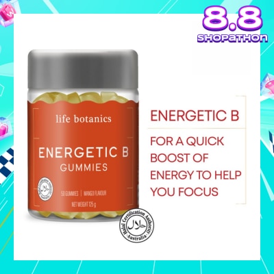 LIFE BOTANICS Energetic B Mango Gummy (For A Quick Boost Of Energy To Help Focus) 50s