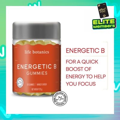 LIFE BOTANICS Energetic B Mango Gummy (For A Quick Boost Of Energy To Help Focus) 50s