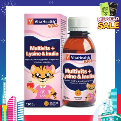 VITAHEALTH Kids Multivits + Lysine 7 Inulin 120ml Syrup