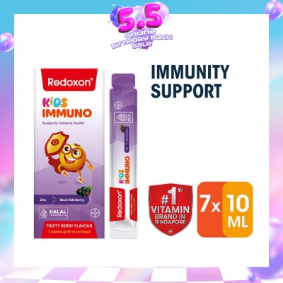 REDOXON - Kids Immuno Zinc & Black Elderberry Fruity Berry Flavour Sachet (To Supports Immune Health) 7s