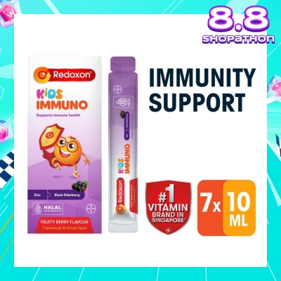 REDOXON Kids Immuno Zinc & Black Elderberry Fruity Berry Flavour Sachet (To Supports Immune Health) 7s
