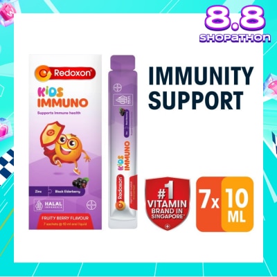REDOXON Kids Immuno Zinc & Black Elderberry Fruity Berry Flavour Sachet (To Supports Immune Health) 7s