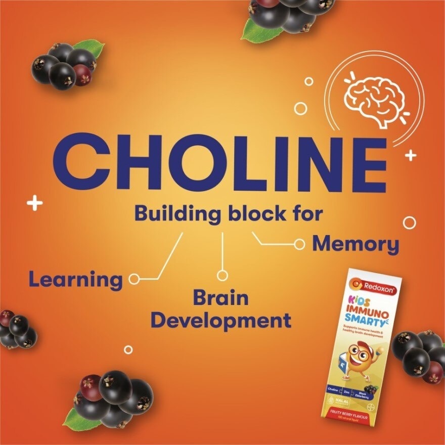 Kids Immuno Smarty Choline, Zinc & Black Elderberry Fruity Berry Flavour Sachet (To Supports Immune Health & Healthy Brain Development) 7s