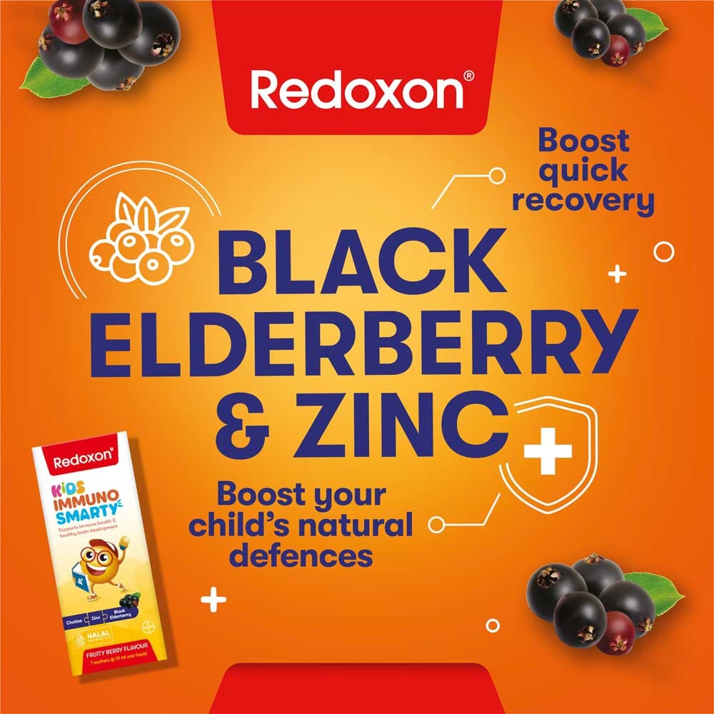 Kids Immuno Smarty Choline, Zinc & Black Elderberry Fruity Berry Flavour Sachet (To Supports Immune Health & Healthy Brain Development) 7s (Expiry: Jul`2026)