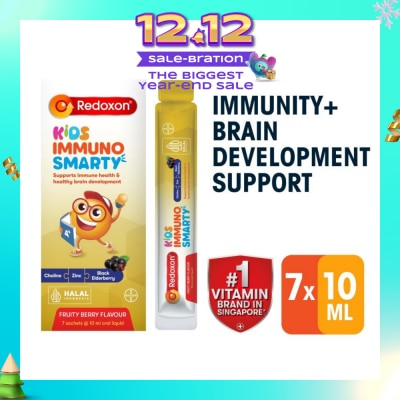 REDOXON Kids Immuno Smarty Choline, Zinc & Black Elderberry Fruity Berry Flavour Sachet (To Supports Immune Health & Healthy Brain Development) 7s (Expiry: Jul`2026)