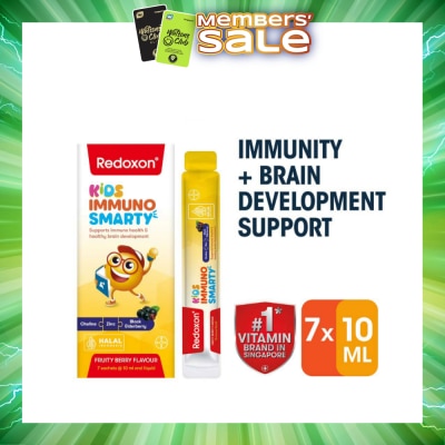 REDOXON - Kids Immuno Smarty Choline, Zinc & Black Elderberry Fruity Berry Flavour Sachet (To Supports Immune Health & Healthy Brain Development) 7s