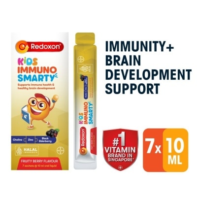 REDOXON Kids Immuno Smarty Choline, Zinc & Black Elderberry Fruity Berry Flavour Sachet (To Supports Immune Health & Healthy Brain Development) 7s