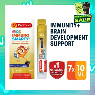 REDOXON Kids Immuno Smarty Choline, Zinc & Black Elderberry Fruity Berry Flavour Sachet (To Supports Immune Health & Healthy Brain Development) 7s