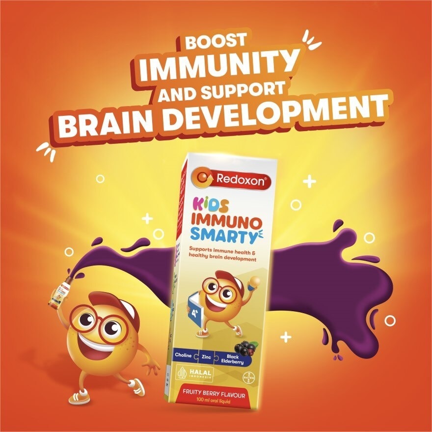 Kids Immuno Smarty Choline, Zinc & Black Elderberry Fruity Berry Flavour Sachet (To Supports Immune Health & Healthy Brain Development) 7s