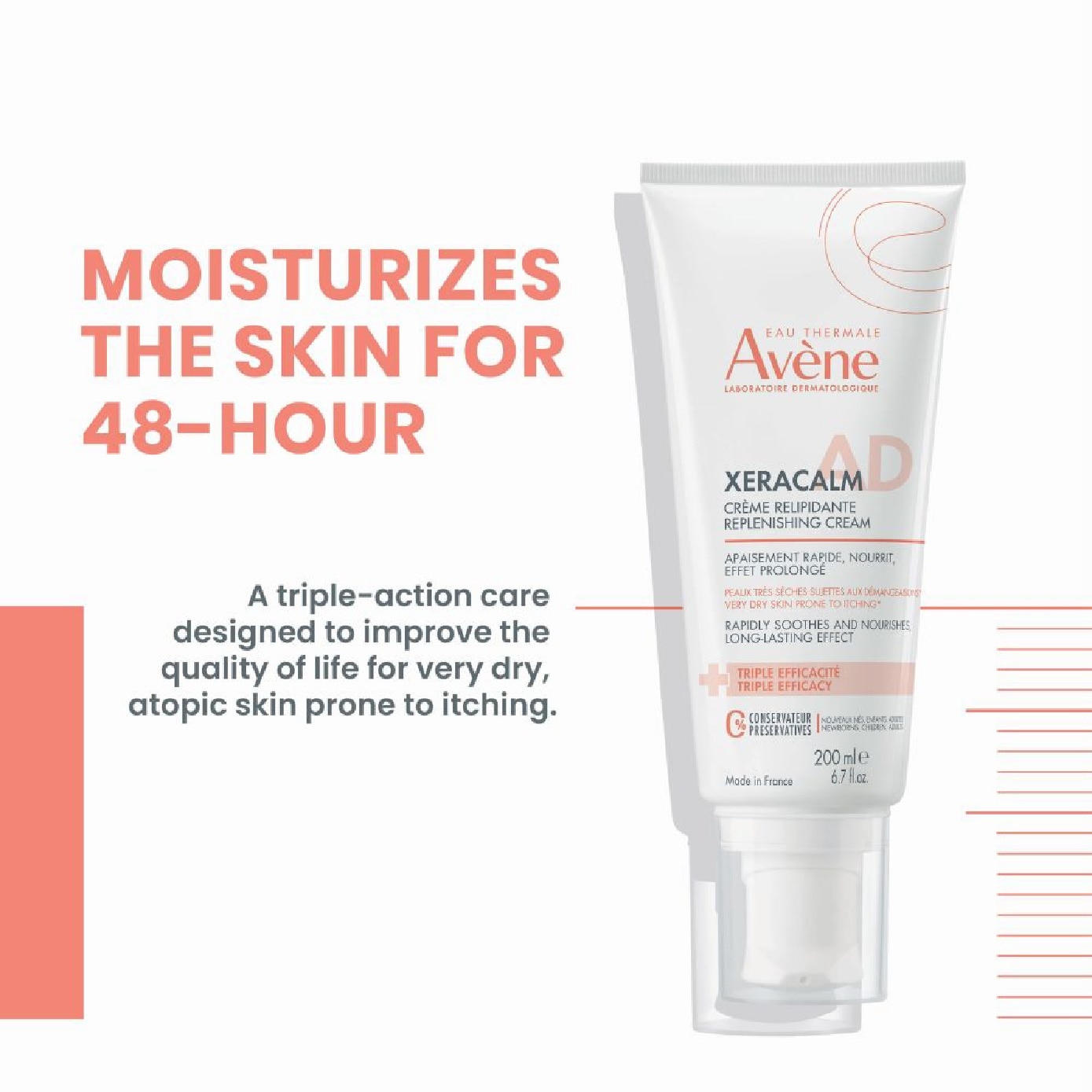 Xeracalm Replenishing Cream For Dry and Sensitive Skin 200ml