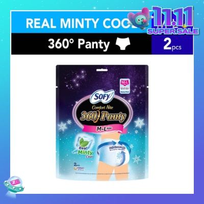 SOFY Comfort 2 in 1 Night Panty 360 Size M-L Cool (Cool & Refreshing + 12hr Protection + Soft & Stretchable) 2s