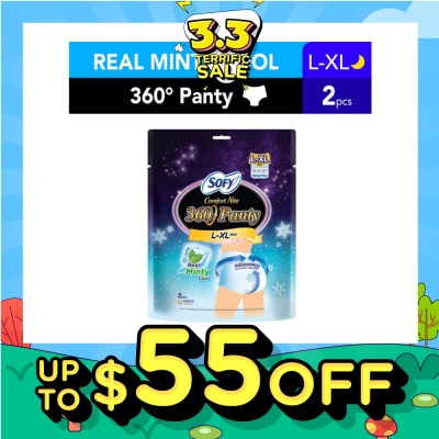SOFY Comfort 2 in 1 Night Panty 360 Size L-XL Cool (Cool & Refreshing + 12hr Protection + Soft & Stretchable) 2s