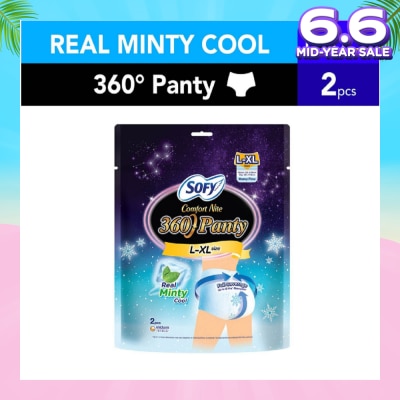 SOFY Comfort 2 in 1 Night Panty 360 Size L-XL Cool (Cool & Refreshing + 12hr Protection + Soft & Stretchable) 2s