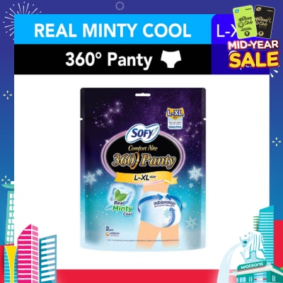 SOFY Comfort 2 in 1 Night Panty 360 Size L-XL Cool (Cool & Refreshing + 12hr Protection + Soft & Stretchable) 2s