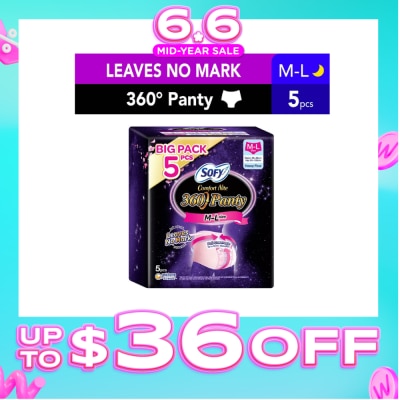 SOFY - Comfort 2 in 1 Night Panty 360 Size M-L (12hr Protection + Fit & Stretchable + Airy Breathable) 5s