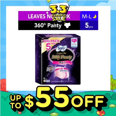 SOFY Comfort 2 in 1 Night Panty 360 Size M-L (12hr Protection + Fit & Stretchable + Airy Breathable) 5s