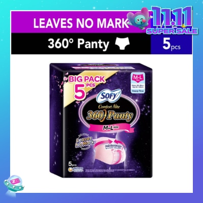 SOFY Comfort 2 in 1 Night Panty 360 Size M-L (12hr Protection + Fit & Stretchable + Airy Breathable) 5s
