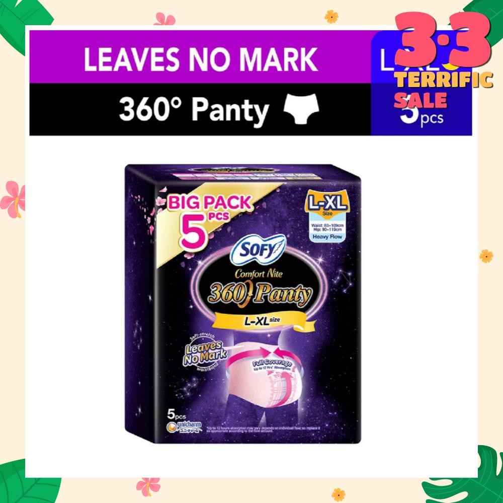 Comfort 2 in 1 Night Panty 360 Size L-XL (12hr Protection + Fit & Stretchable + Airy Breathable) 5s