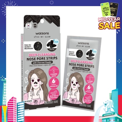 WATSONS Deep Cleansing Nose Pore Strip With Charcoal Powder (With Hazel Extract + Jojoba Oil + Cica) 10s